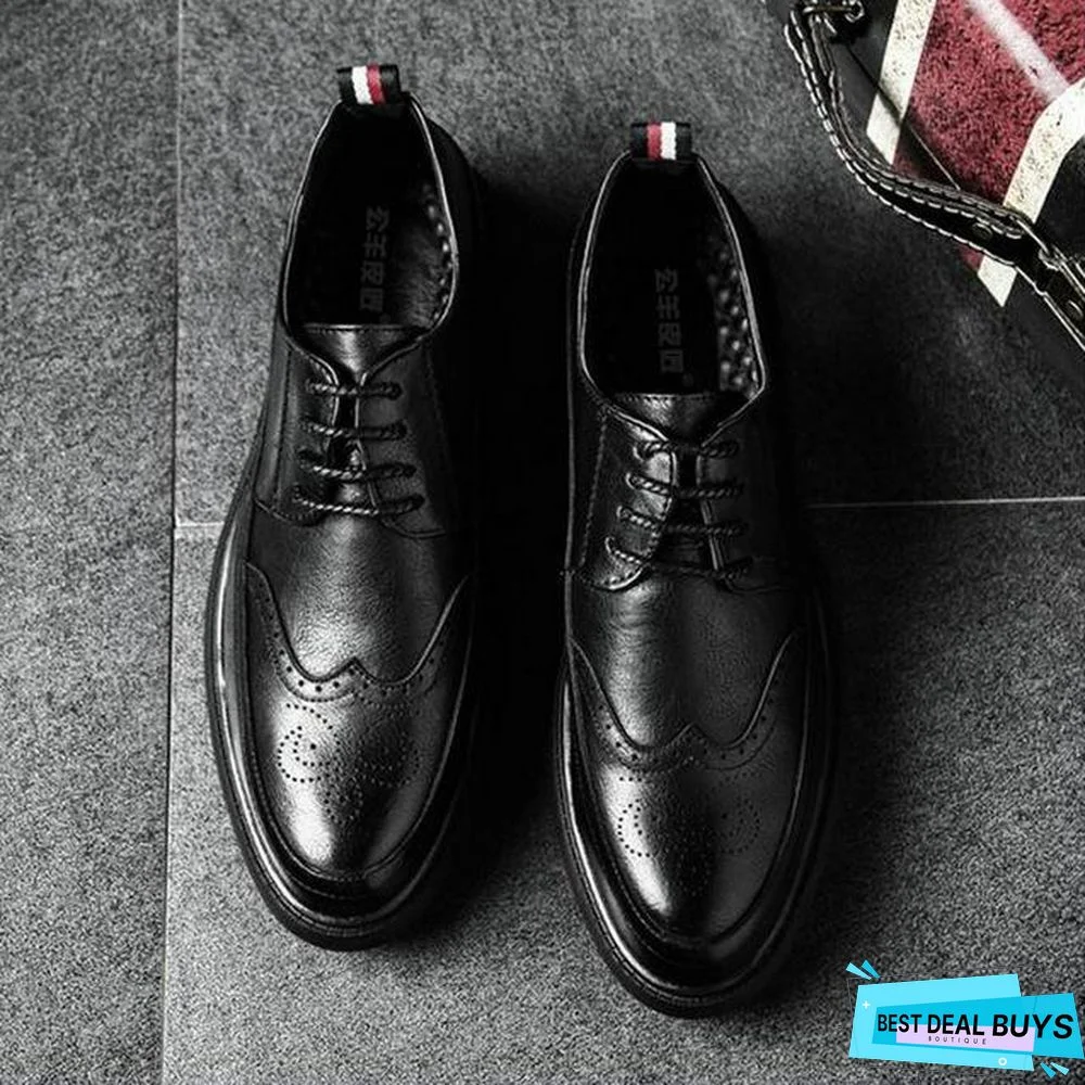 Retro Bullock Design Men Classic Business Formal Shoes Pointed Toe Leather Shoes Oxford Shoes