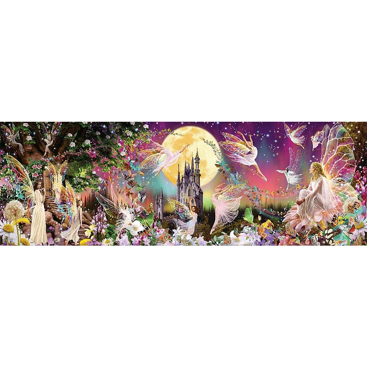 『DIY』Fairies and Castle - 11CT Counted Cross Stitch（30*90cm)