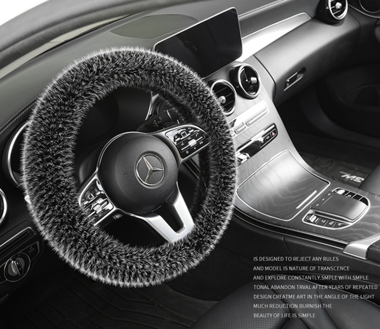 Car steering wheel cover winter plush warm anti-slip protective cover