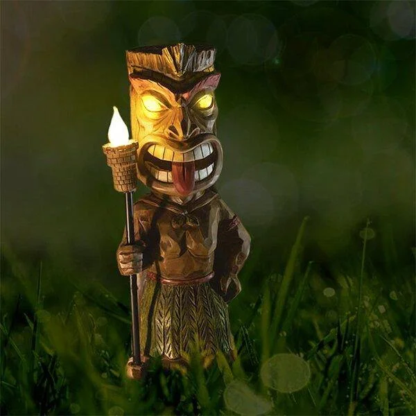 HandMade Tiki Warrior Torch-Guard your garden