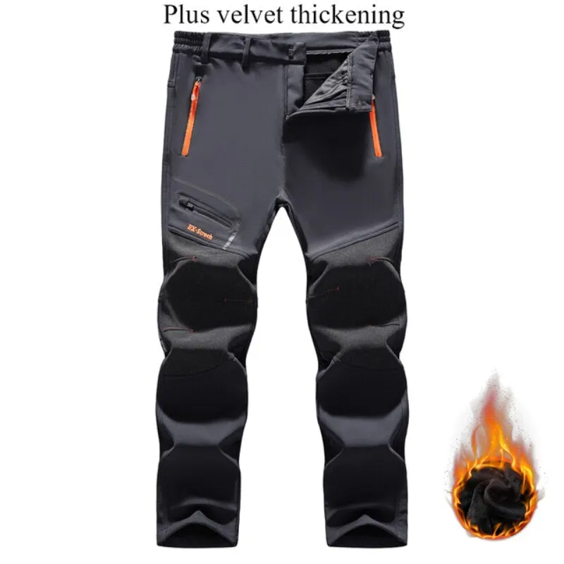 Men's Pants Winter Fleece Warm Oversized Outdoor Hiking Camping Sports Trousers Casual Soft Waterproof Cargo Pants Plus Size