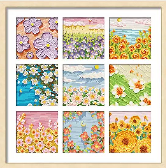 【KS Brand】Ode To Spring Full 16CT Pre-stamped Canvas(42*42cm) 73 Colors Cross Stitch