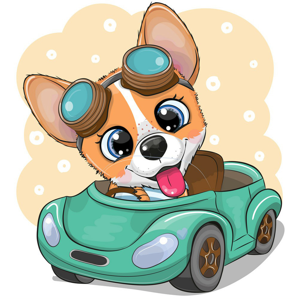 

30*30CM - Round Drill Diamond Painting - Driving Dog, 501 Original
