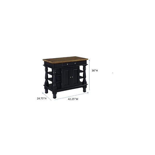Collette 42'' Kitchen Island with Solid Wood Top