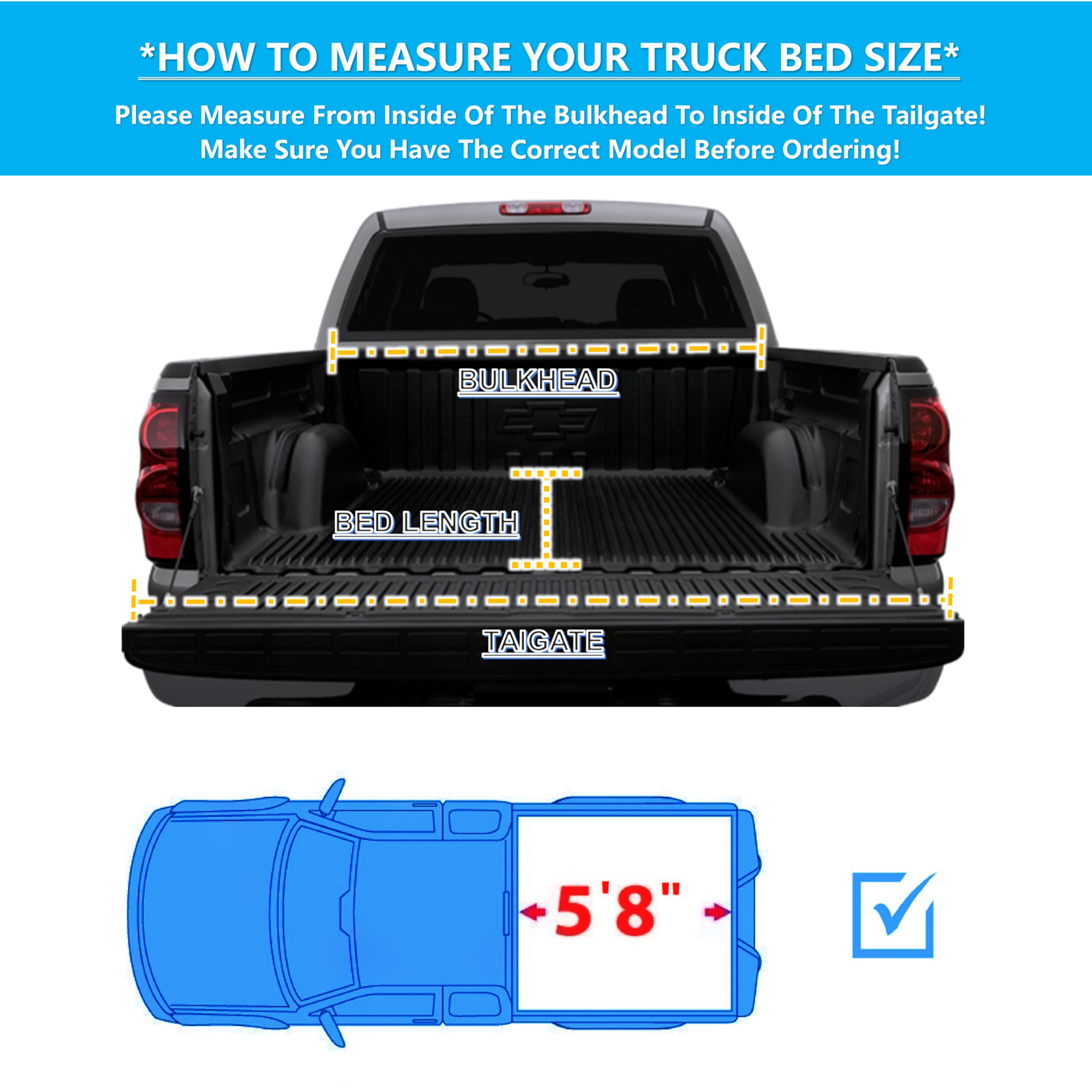 For 2007-2023 Chevrolet Silverado GMC Sierra 1500 5.8' Truck Bed Cover ...