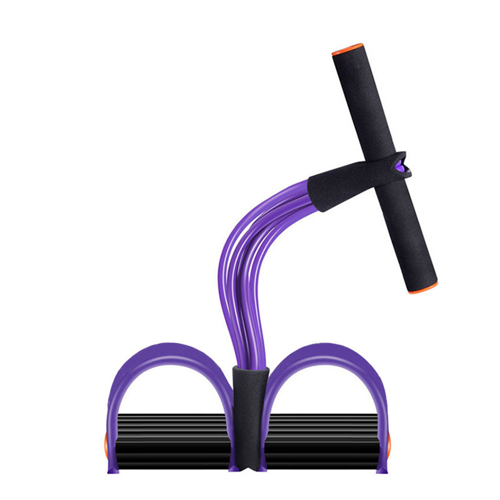 

6 Tubes Fitness with Pedals Handles Latex Stretch Ropes, Purple, 501 Original
