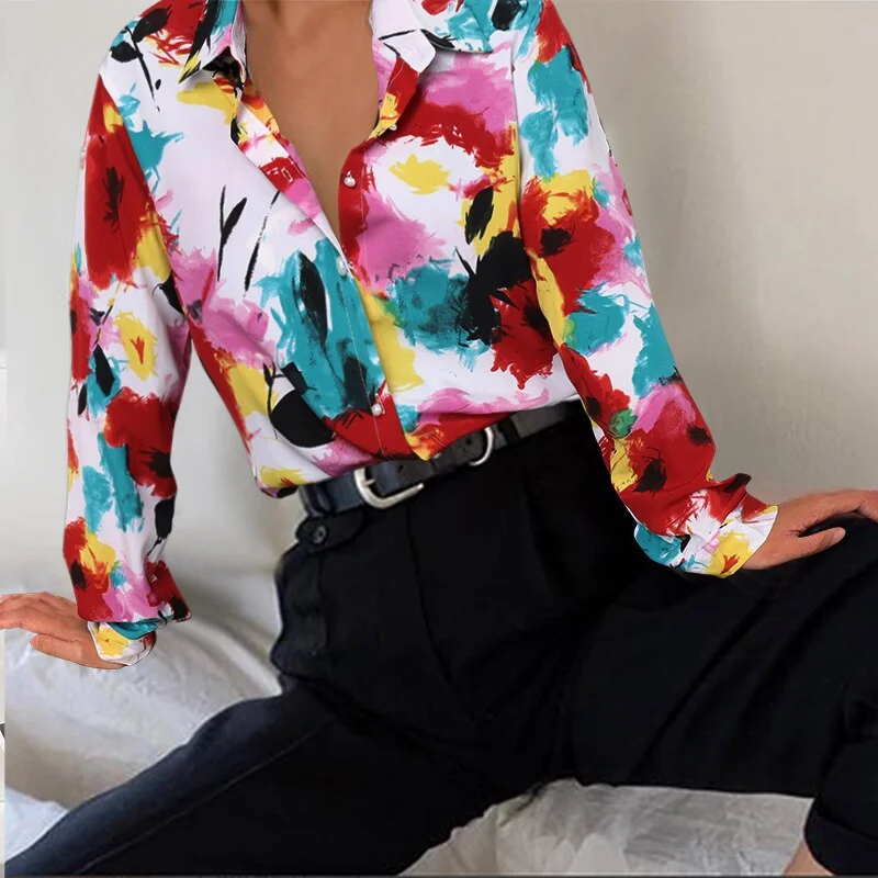 Celmia Fashion Satin Blouse Women Long Sleeve Chemisier Femme Vintage Buttons Lapel Neck Street Shirts Elegant OL Silk Tops