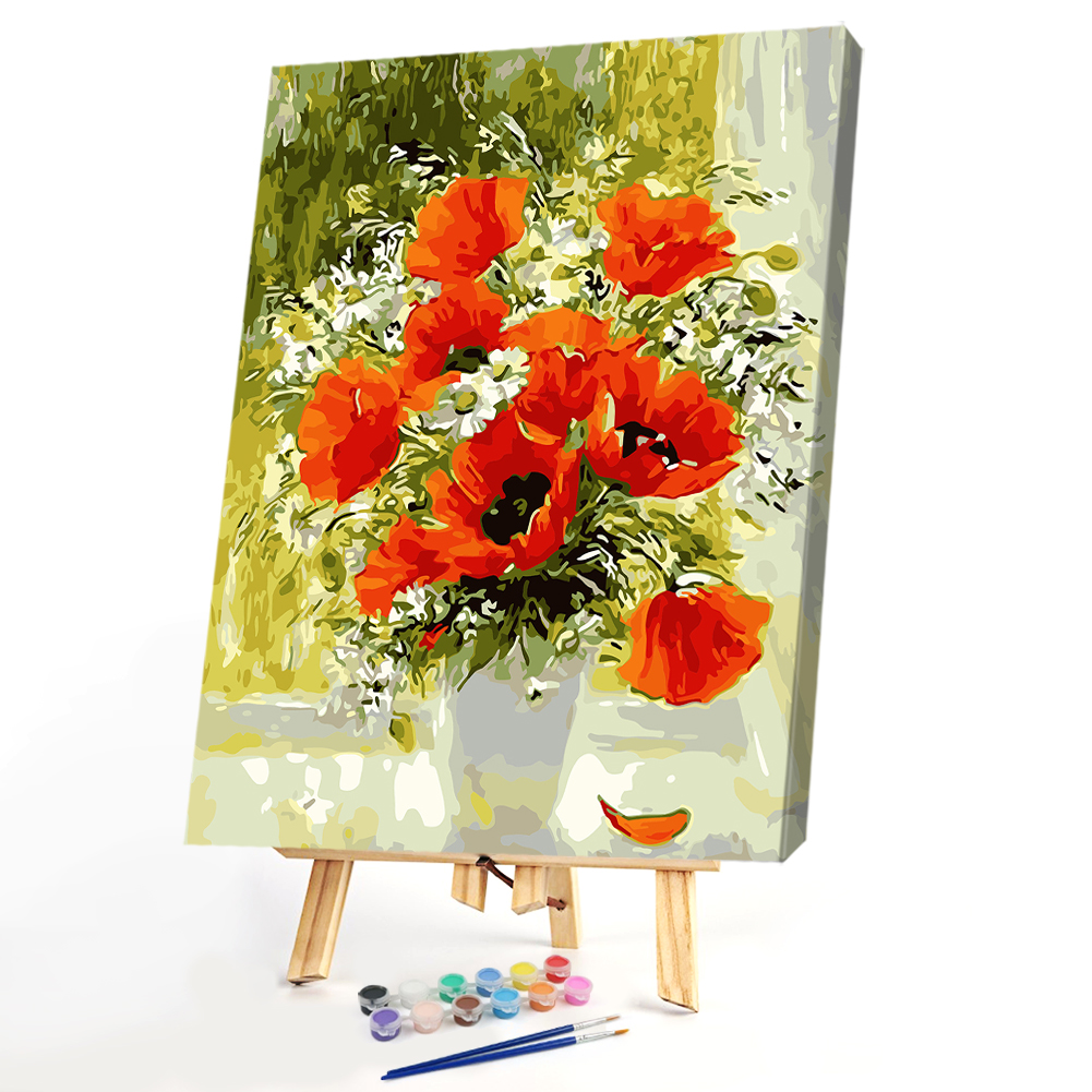 

40*50CM Paint By Numbers-Red Flowers, 501 Original