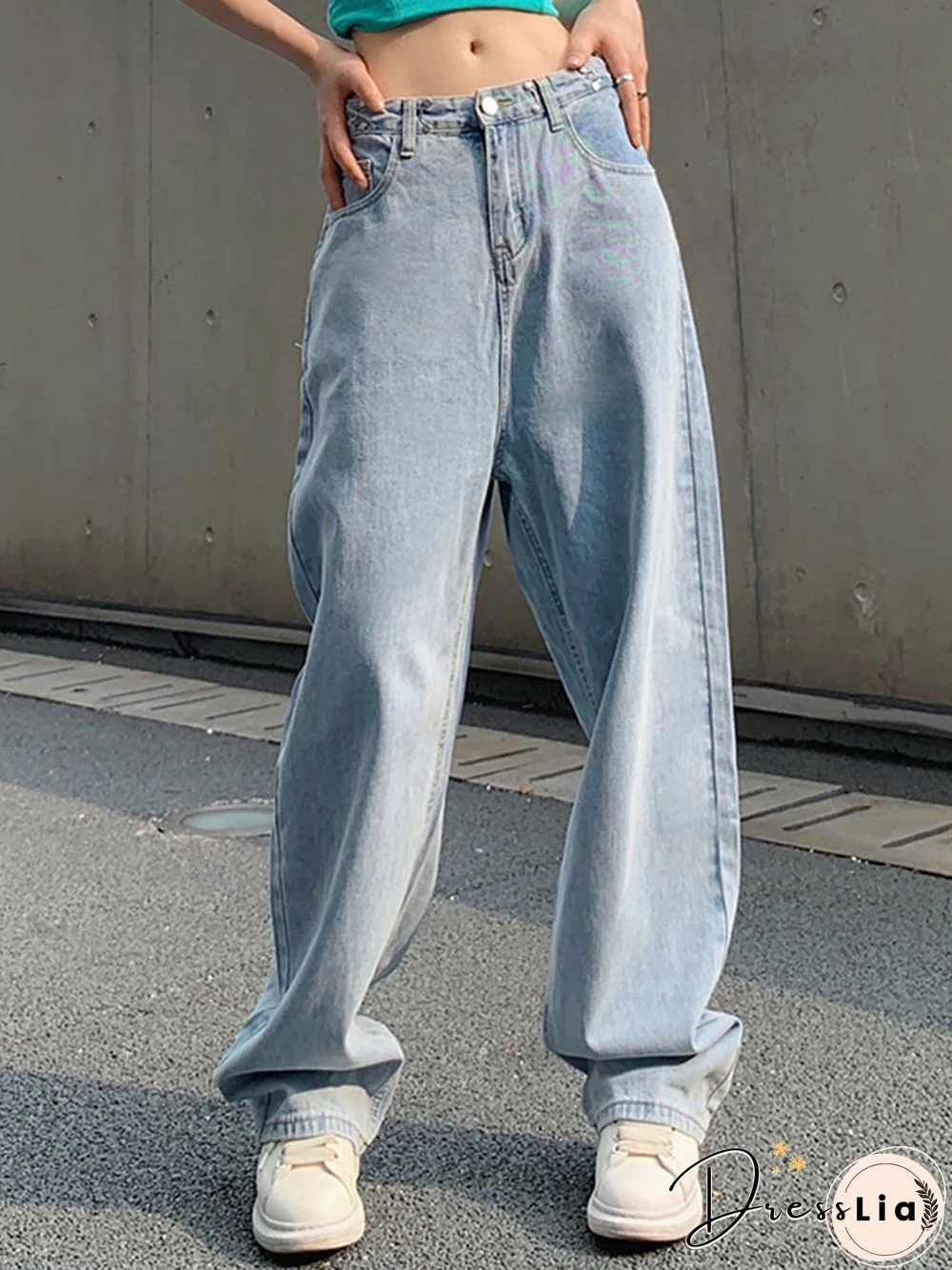 Casual Fashion High Waist Denim Trousers