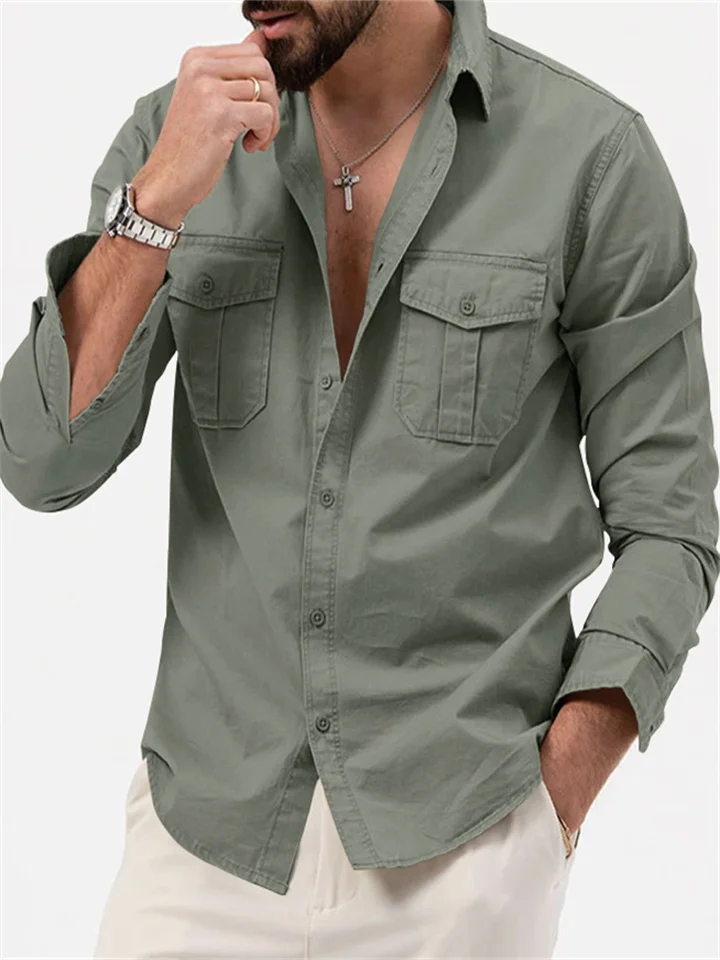 Fall New Long-sleeved Shirts in Europe and The United States Men's Lapel Shirts-JRSEE