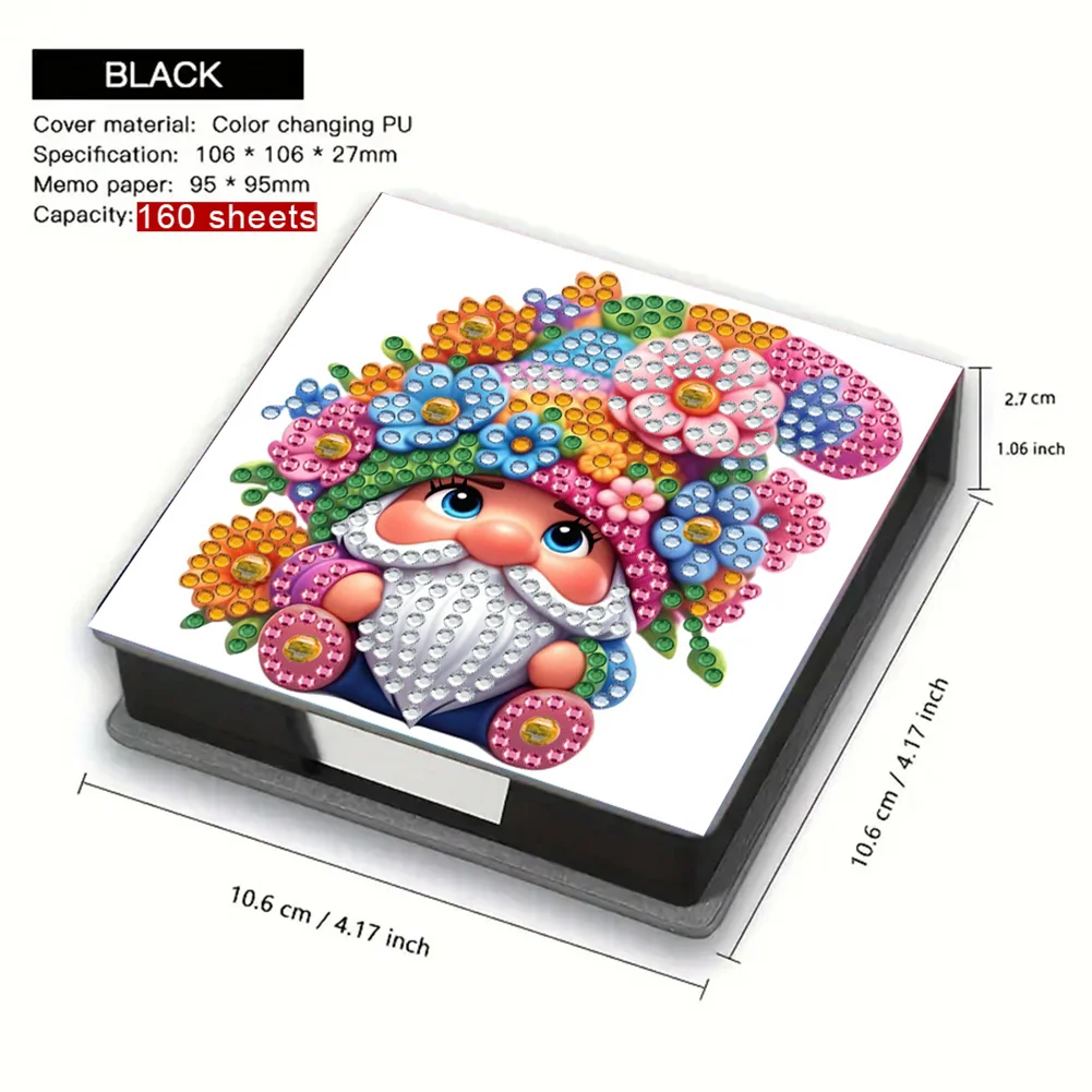5D DIY PU Diamond Painting Memo Pad Holder with 160 Sheets Paper (Goblin)