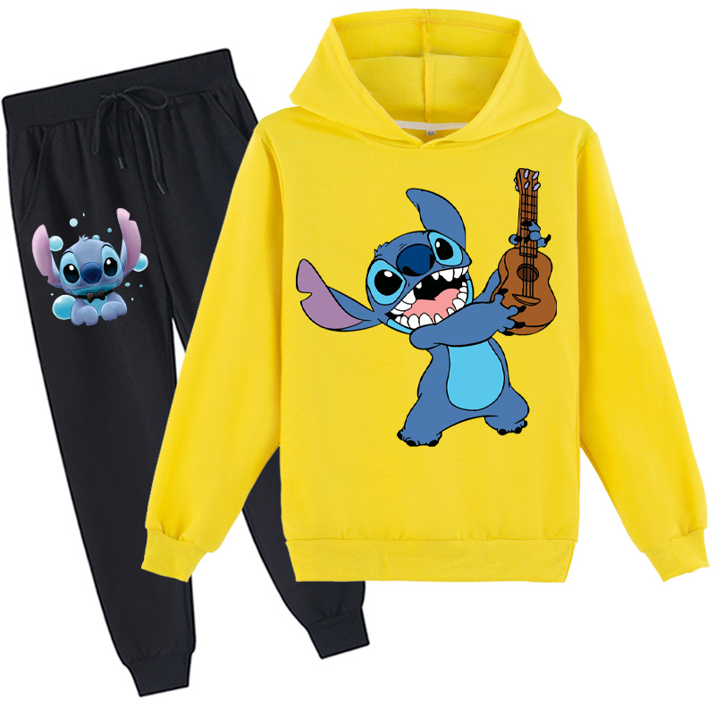 Mayoulove Stitch Long Sleeve Hoodie and Pants Set - Perfect for Disney Lovers and Cozy Days at Home - Kids' Clothing-Mayoulove