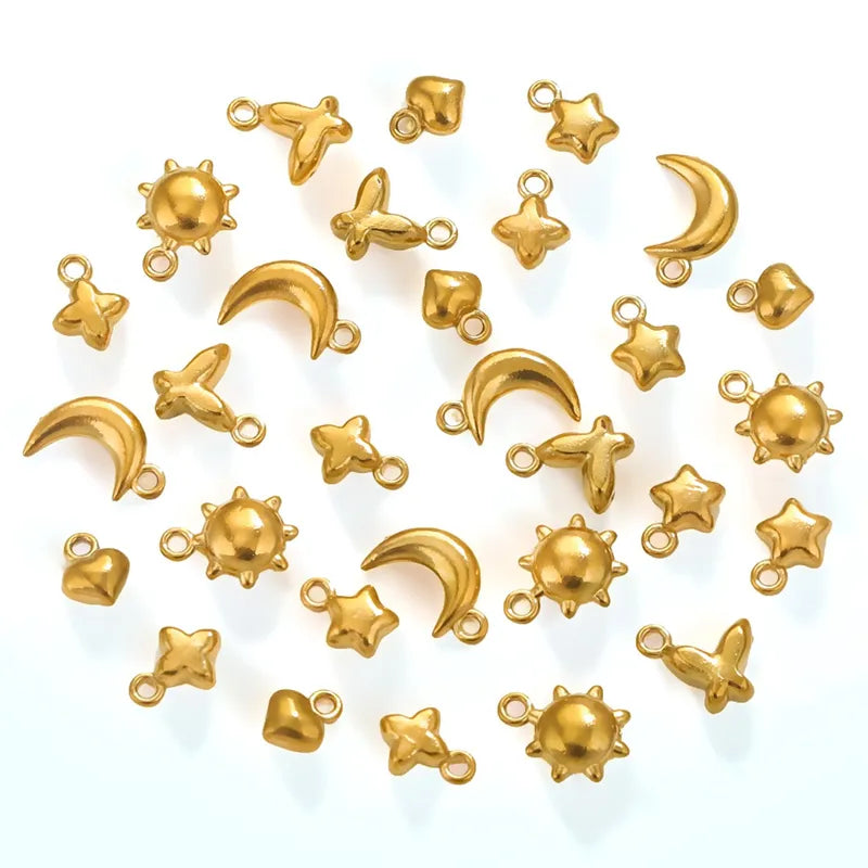 1 Piece Hole 1~1.9mm 304 Stainless Steel Star Moon Pendant Jewelry Accessories