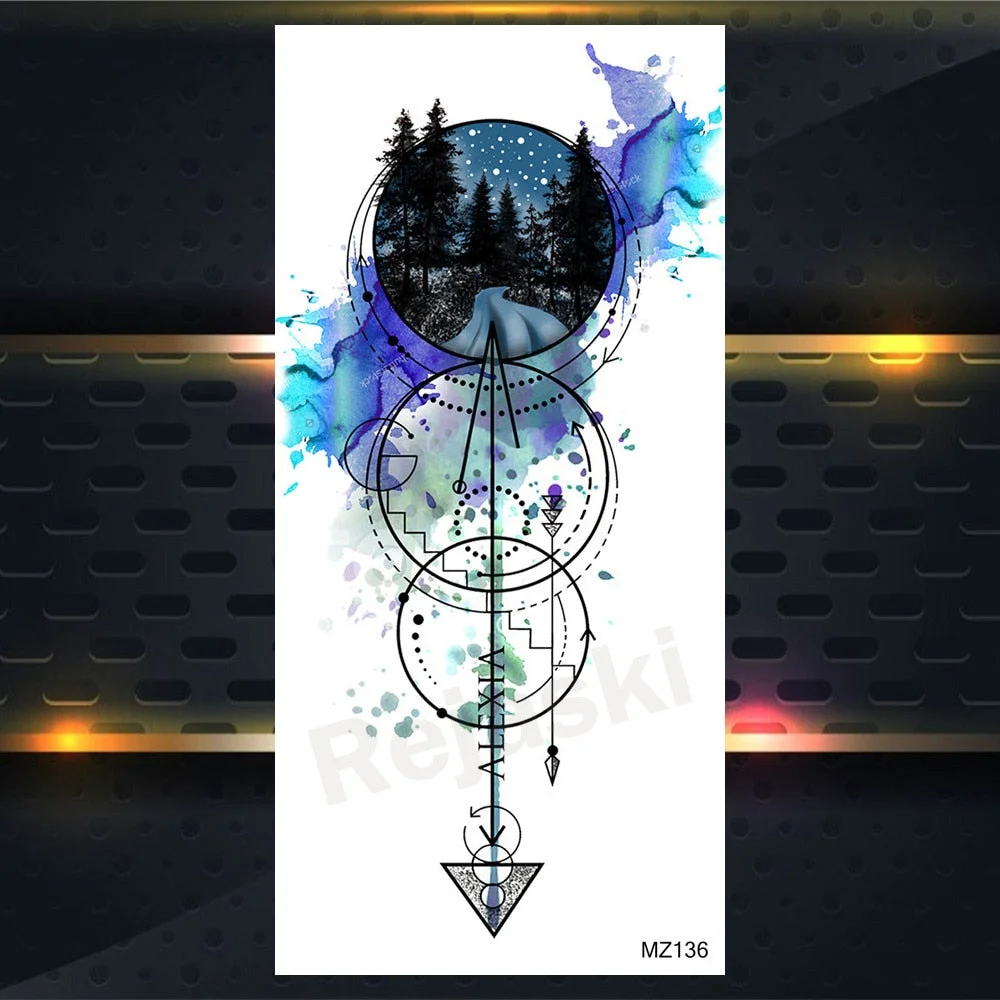 3D Astronaut Watercolour Temporary Tattoos For Kids Women Men Universe Space Men Fake Tattoo Cosmonaut Planet Dolphin Tatoo Leg