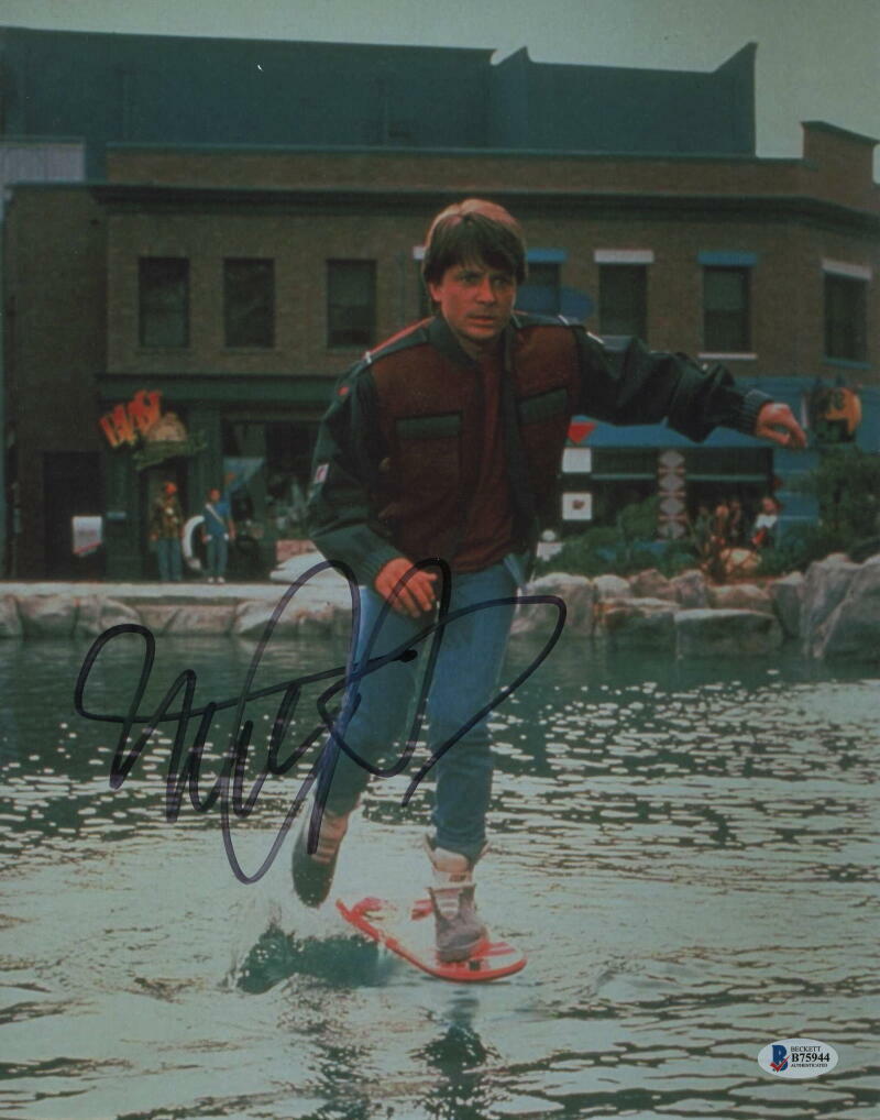 MICHAEL J FOX SIGNED AUTOGRAPH 11x14 Photo Poster painting - MARTY BACK TO THE FUTURE J BECKETT