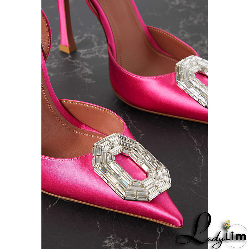 Rhinestone Decor Silk Heels