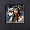 (40*40cm)Indian Beauty Wolf - Full Round Drill Diamond Painting