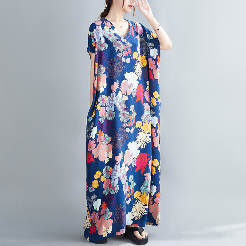 Floral Print V-Neck Midi Dress