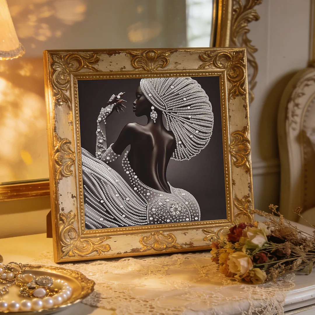 Diamond Painting - Partial Special Shaped Drill - Silver Crown Lady(Canvas|30x30cm)