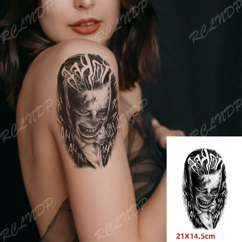Waterproof Temporary Tattoo Sticker Black Demon Hand Shake Hands Flash Tatoo Fake Tatto Arm Leg Body Art for Women Men