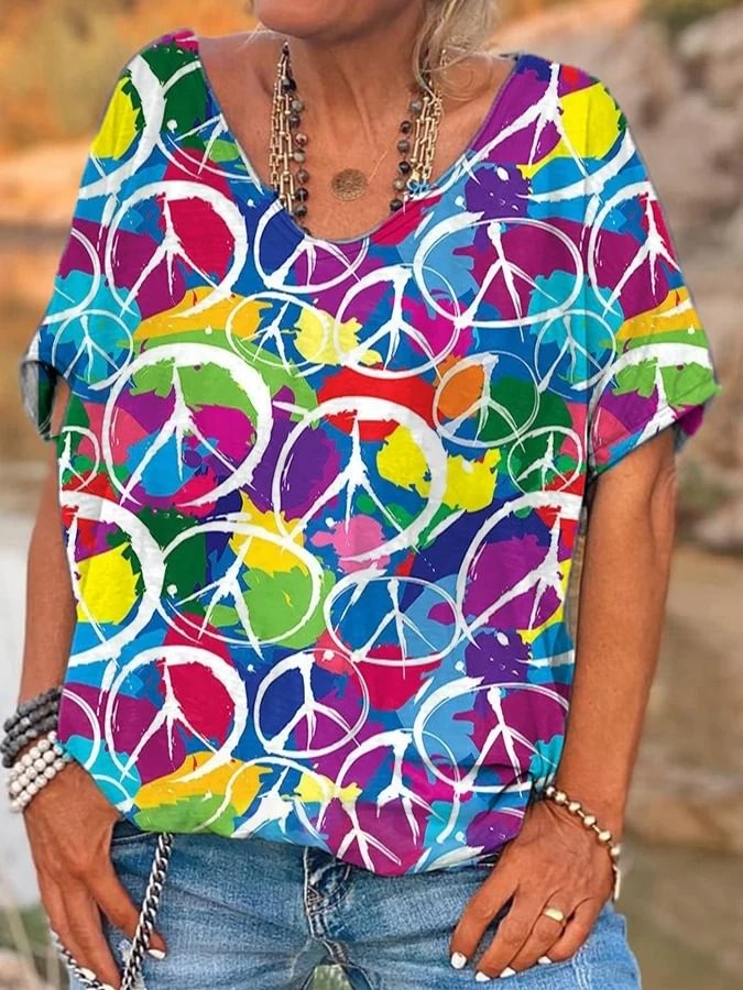 Hippie Beach Vacation Print T-Shirt