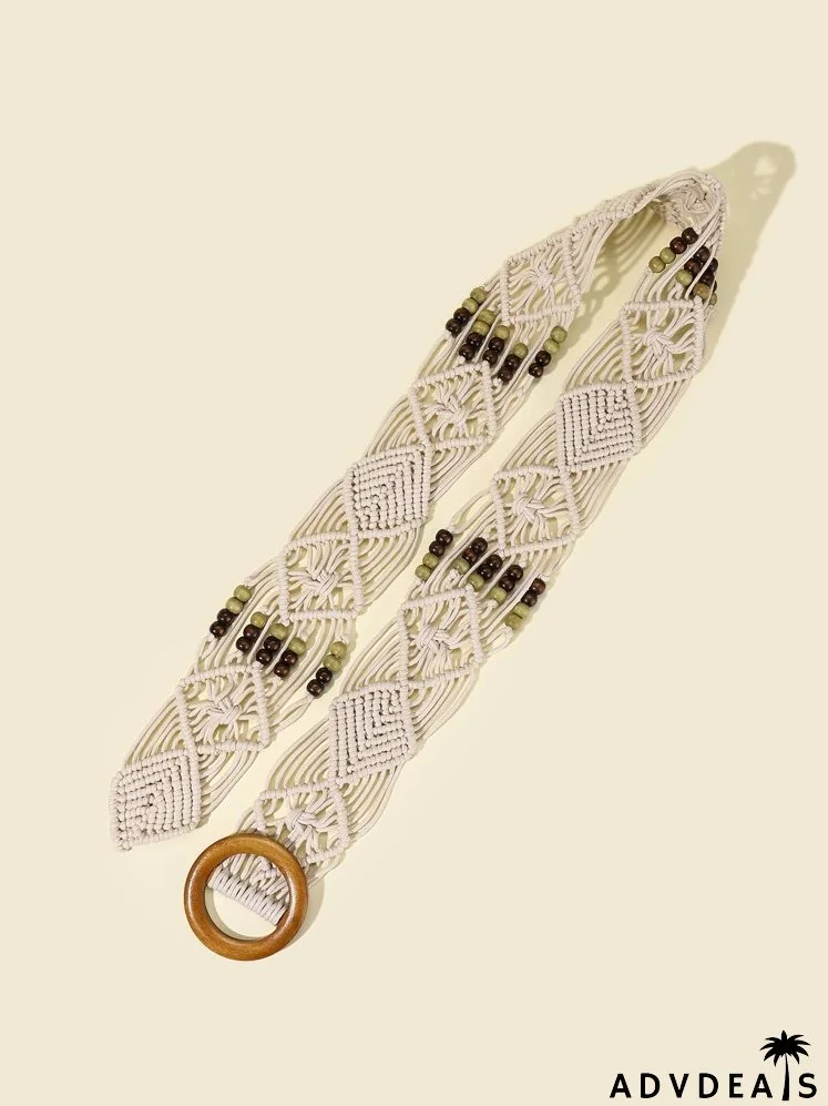 Bead Decor Woven Belt