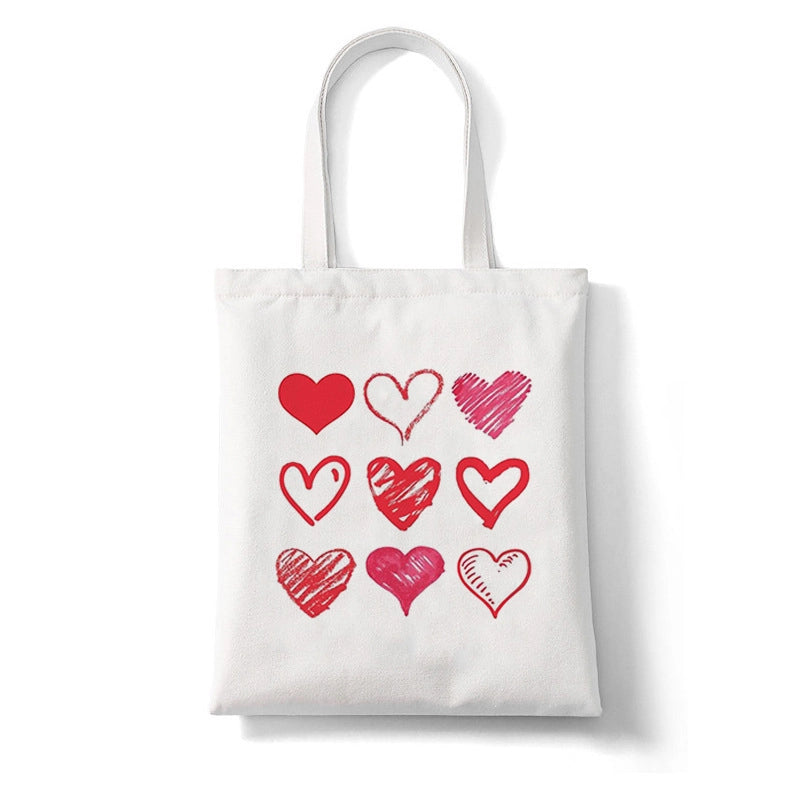 Unisex Canvas Heart Shape Basic Classic Style Square Open Canvas Bag