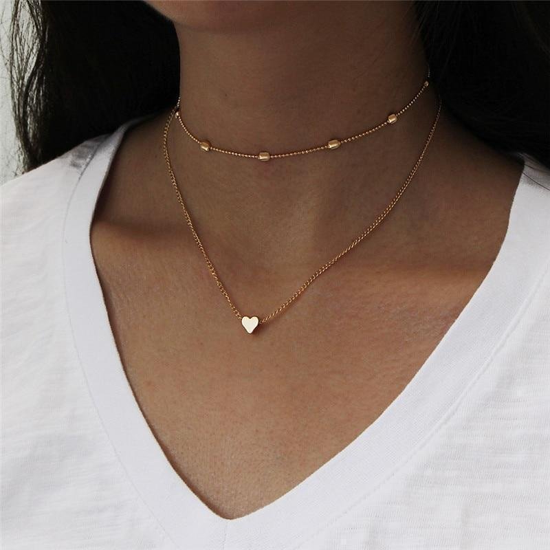 Fashion Female Clavicle Pendant Peach Heart Multi-Layer Clavicle Necklace