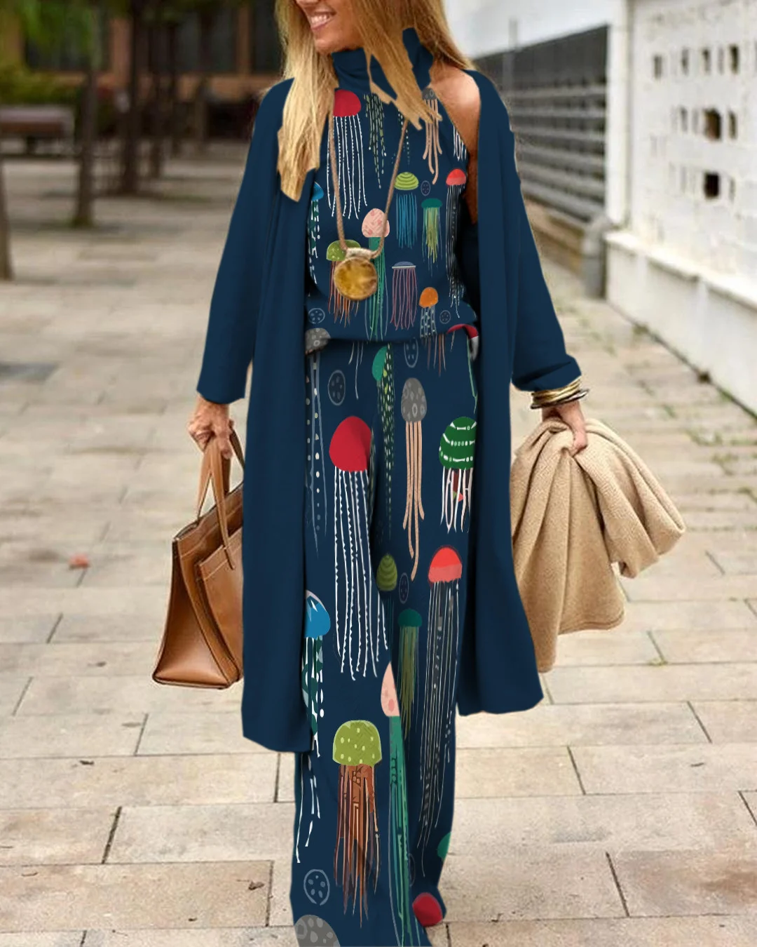 Herringbone Sweater Three-Piece Suit 95ca