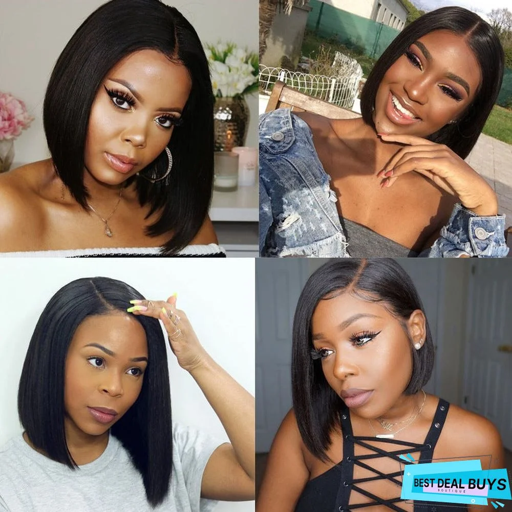 Wig Female Short Straight Hair Side Split Bobo Hairstyle Chemical Fiber Headgear