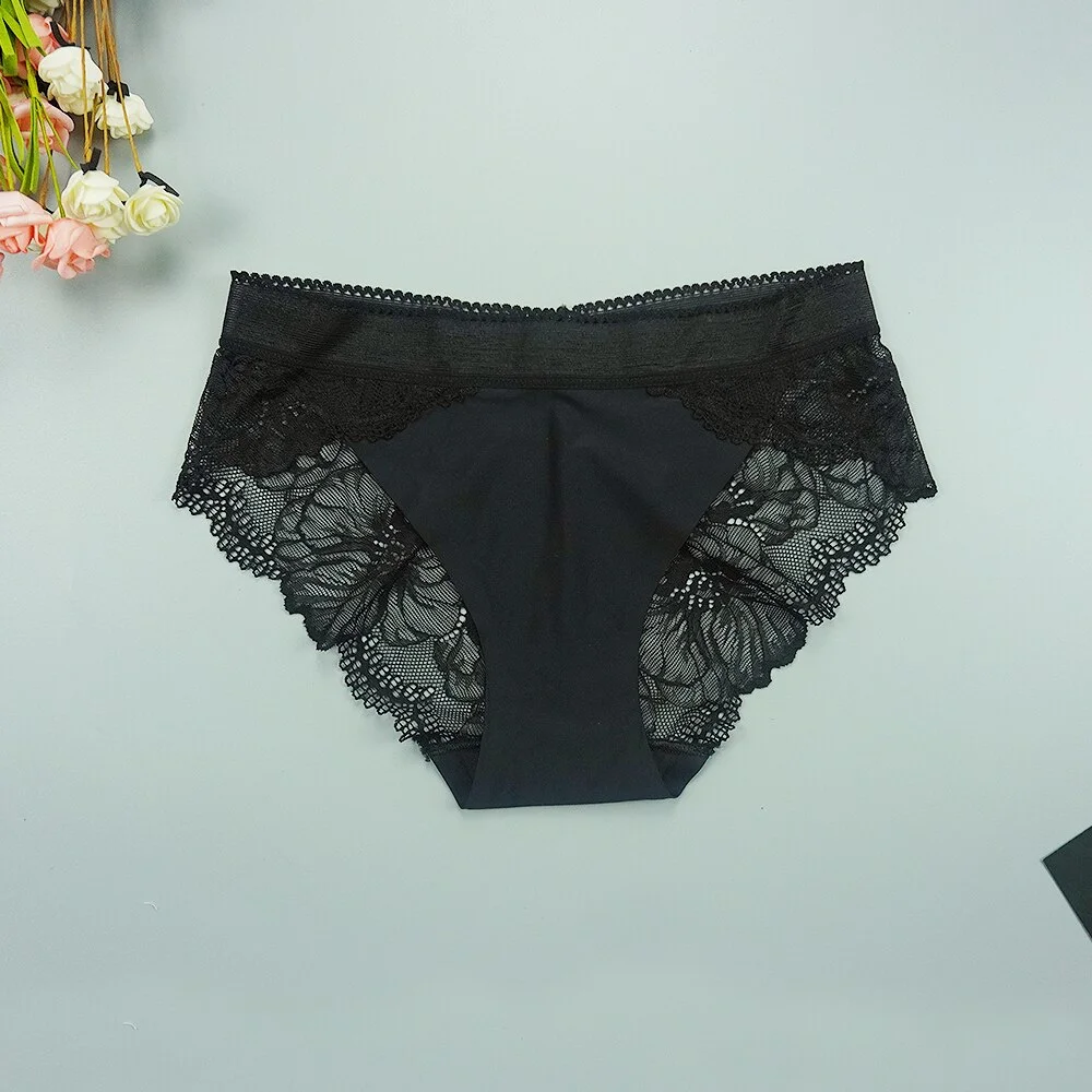 Billionm Sexy Women's Seamless Underpants Lace Female Underwear Briefs Hollow Out See Through Pants Wholesale Lots Bulk