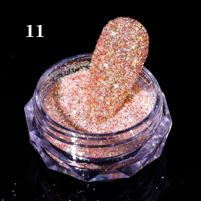 1Box Aurora Sea Salt Nail Powder Crystal Diamonds Glitter Iridescent Reflective Nail Glitter Sparkly Chrome Pigment Polish Gel-Nail Inspo