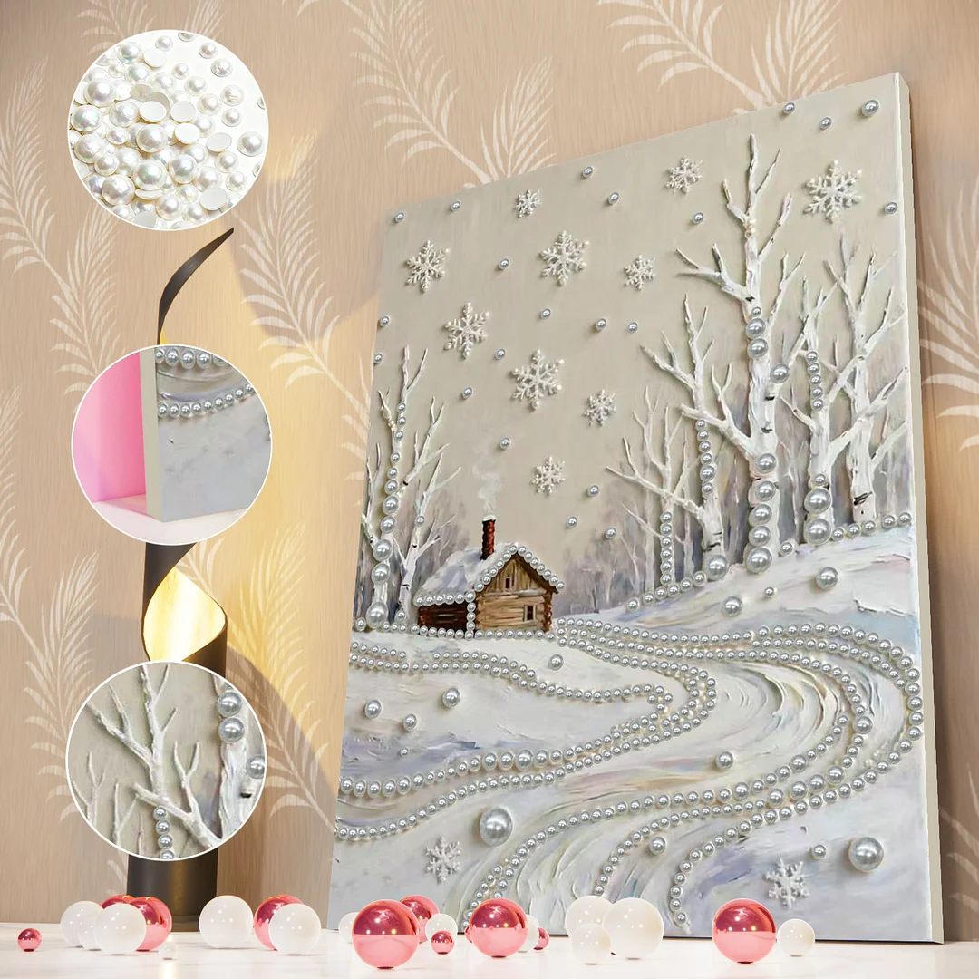 Snowy Field DIY Pearl Diamond Art Kits for Adults Home Decor With Frame 30x40cm