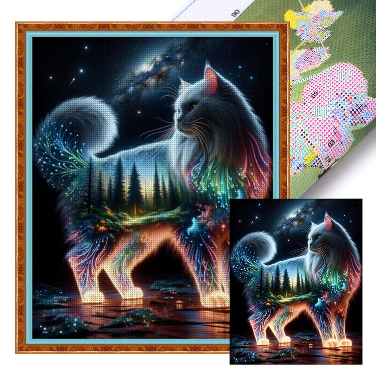 Magic Cat And Forest (40*50cm) 11CT Stamped Cross Stitch gbfke