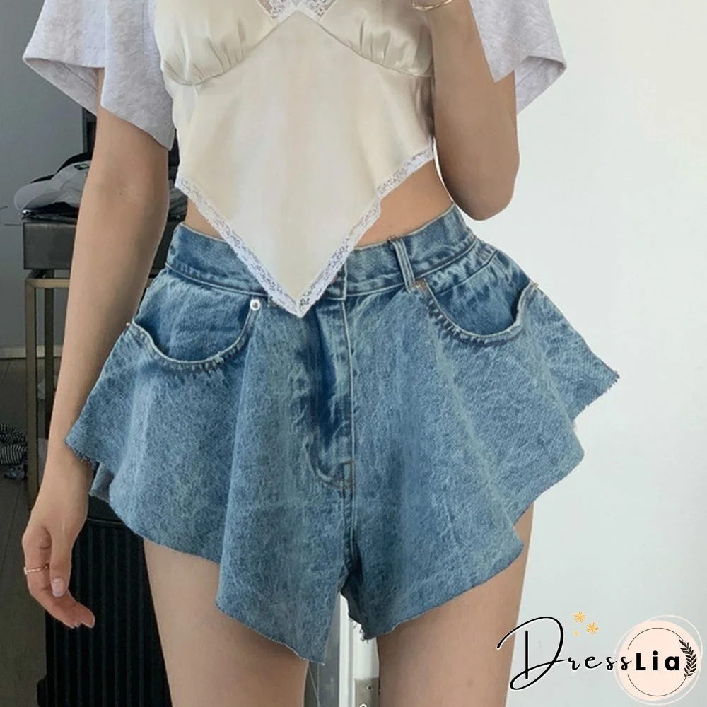 Women Denim Shorts Pants Hot Wide Leg Sexy Mini High Waist Summer