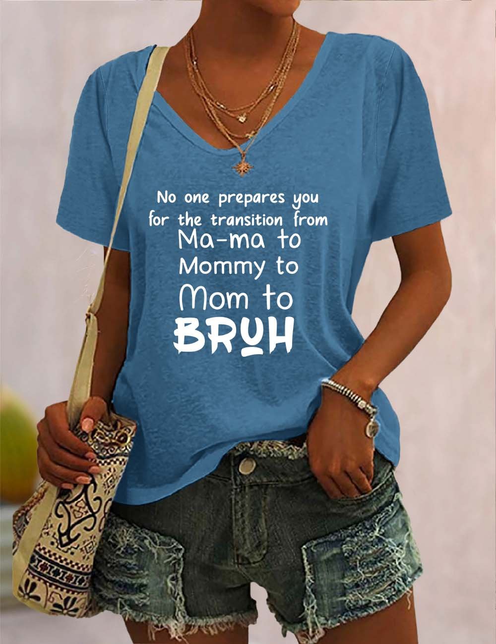 Ma-ma To Mommy To Mom To Bruh V Neck T-Shirt