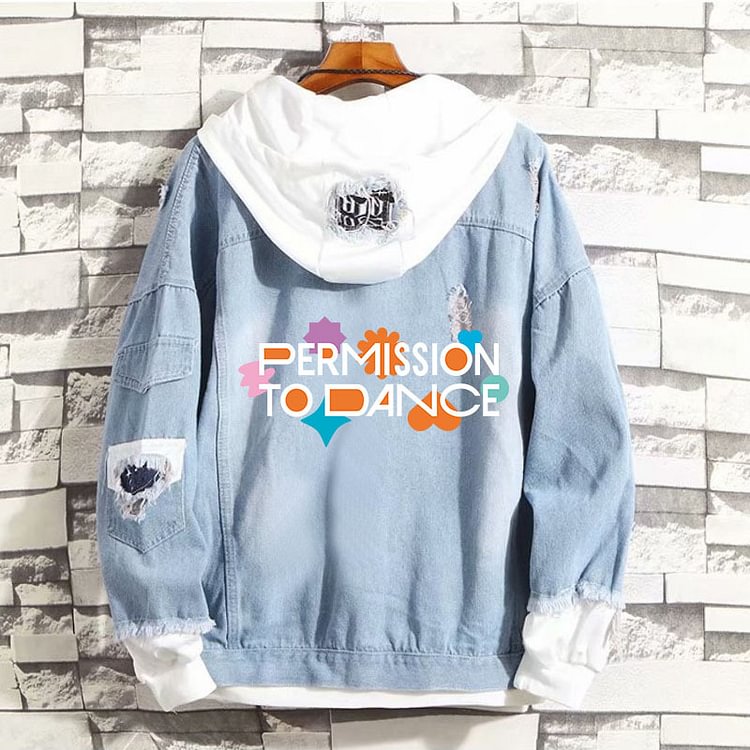 Permission To Dance Casual Denim Hooded Jacket