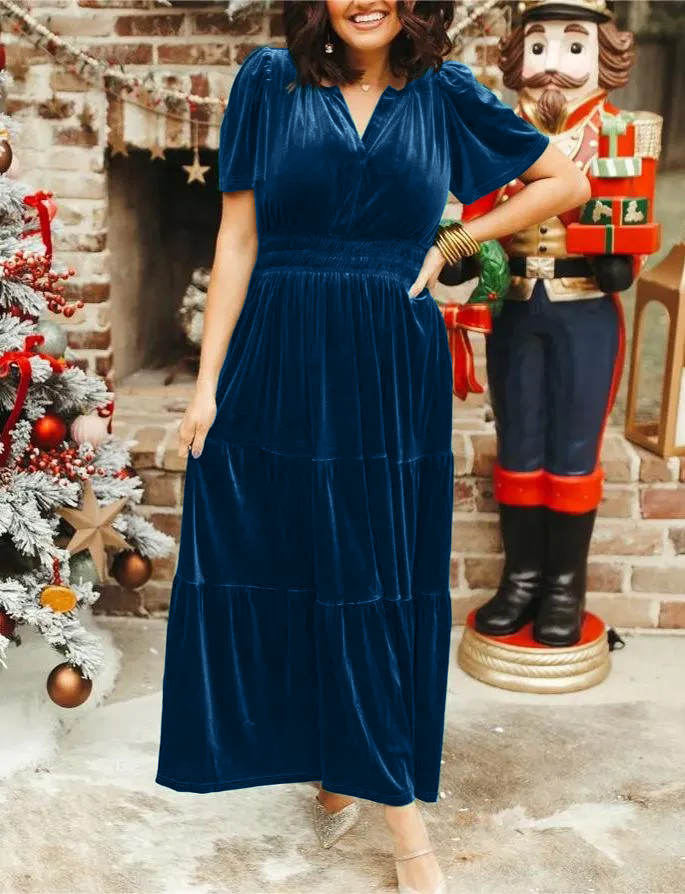 2024 New Women's Velvet Tiered Maxi Dress (Buy 2 Free Shipping)