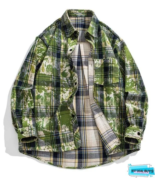 Starry Sky Distressed Plaid Shirts