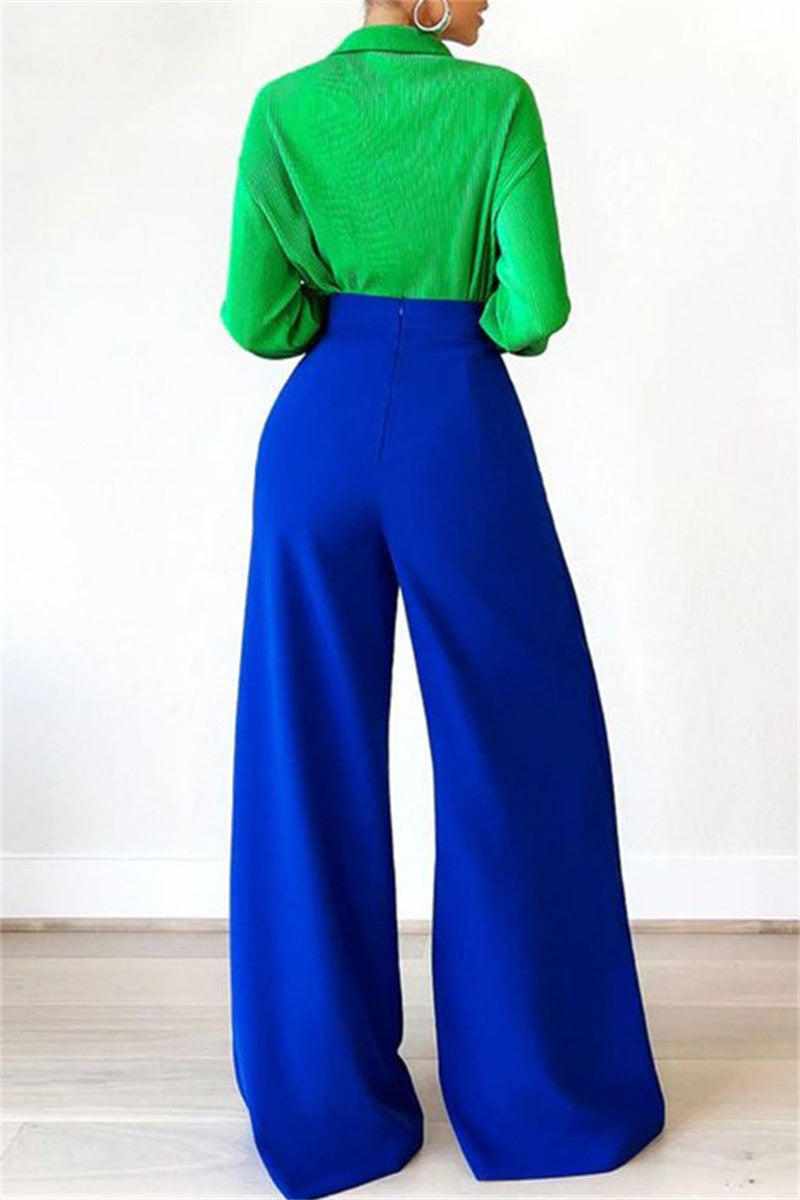 Casual Solid Patchwork Straight High Waist Straight Solid Color Bottoms