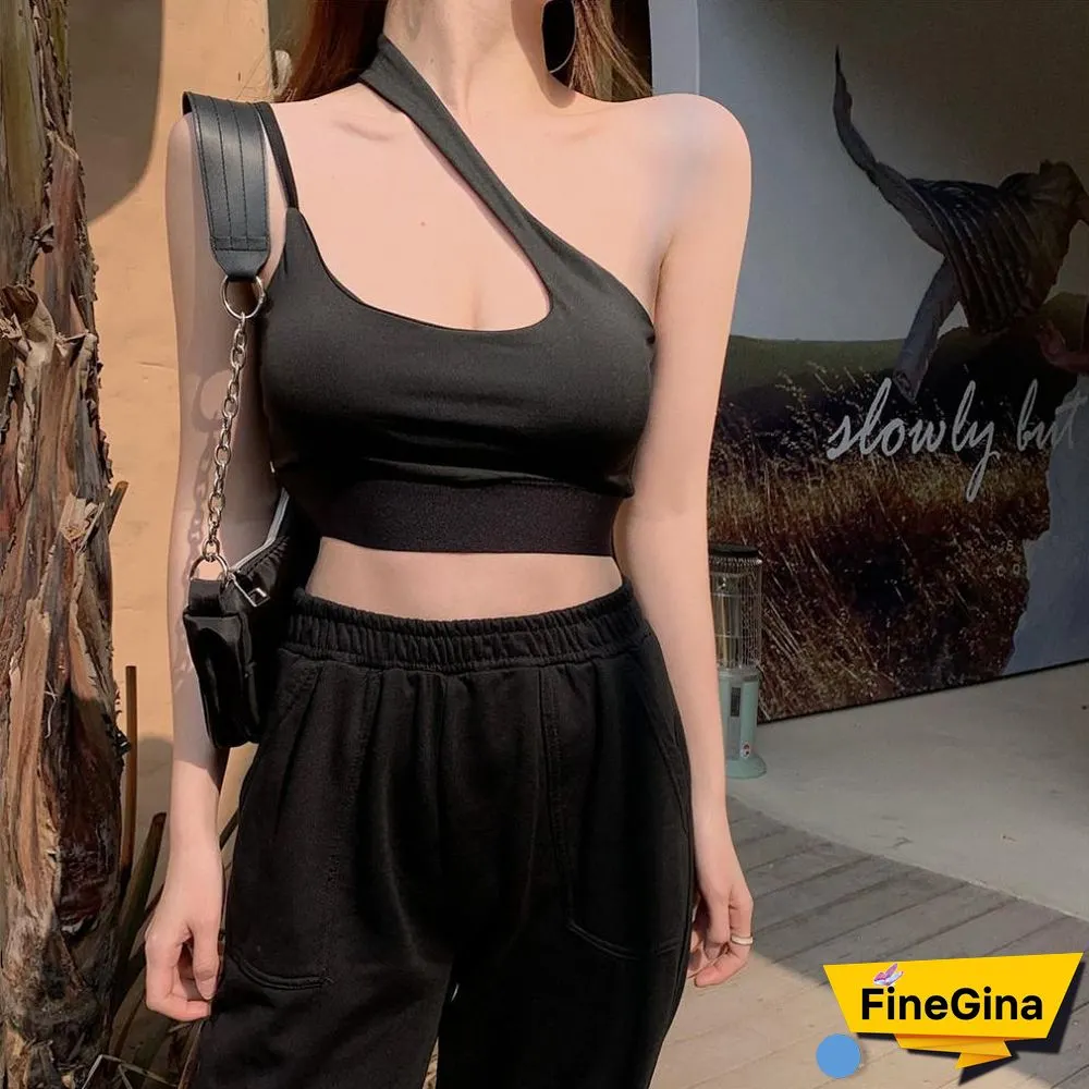 Short Open Navel Halter Sleeveless Vest Female U-Neck Sexy Thin Tight Top Seaside Holiday Mini Vest White Black Backless