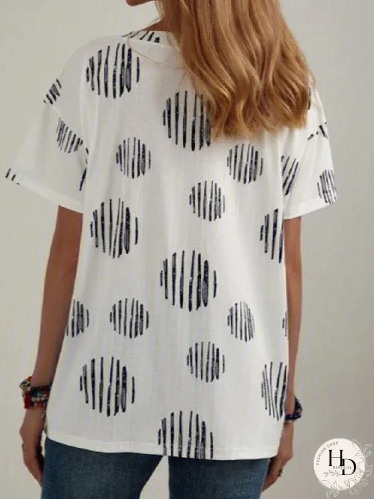 Casual V-neck Loose Plus Size Short-sleeved T-shirt