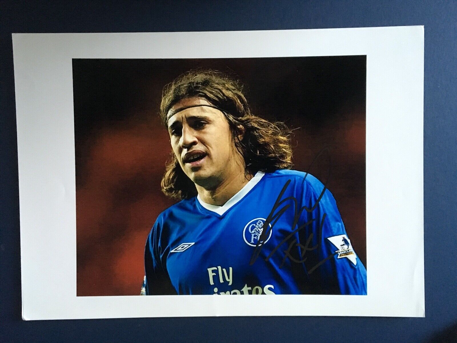 HERNON CRESPO - FORMER CHELSEA FOOTBALLER - EXCELLENT SIGNED Photo Poster painting