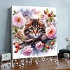 Framed Diamond Painting - Full Round Drill - Cats and Flowers (25x25cm)