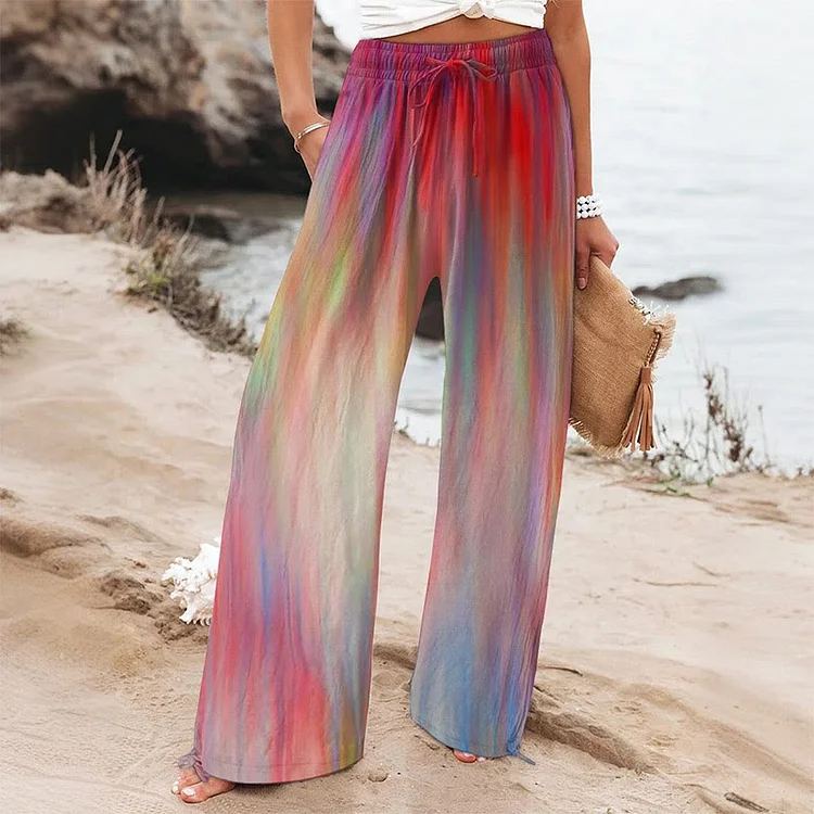 Rainbow Tie Dye Printed Casual Pants