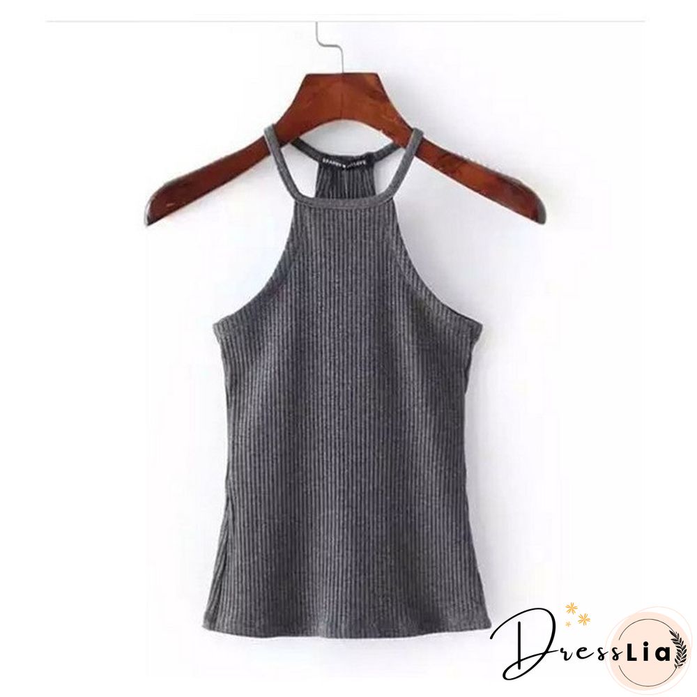 Summer Casual Knit Basic Tank Top Women Ribbed Stretchy Solid Sport Summer Crop Top Off Shoulder Sexy T Shirt