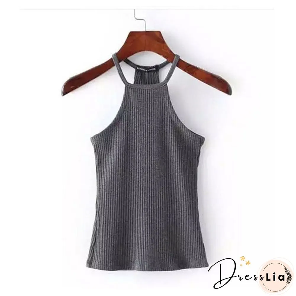 Summer Casual Knit Basic Tank Top Women Ribbed Stretchy Solid Sport Summer Crop Top Off Shoulder Sexy T Shirt