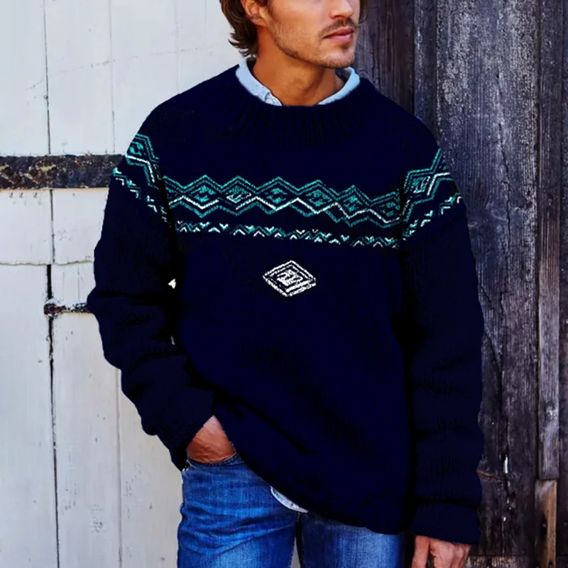 Retro Graphics Surf Jacquard Crew Neck Sweater