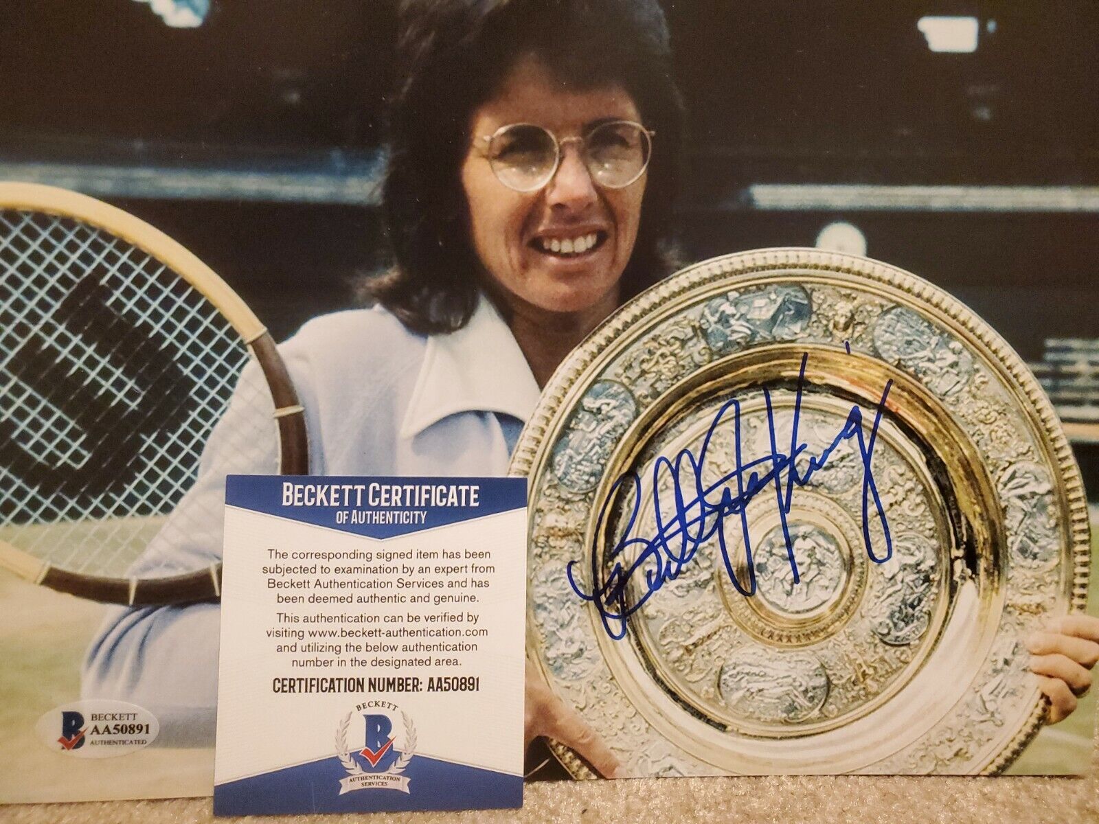 Billie Jean King autographed signed 8x10 Photo Poster painting Beckett #AA50891 Tennis Women’s