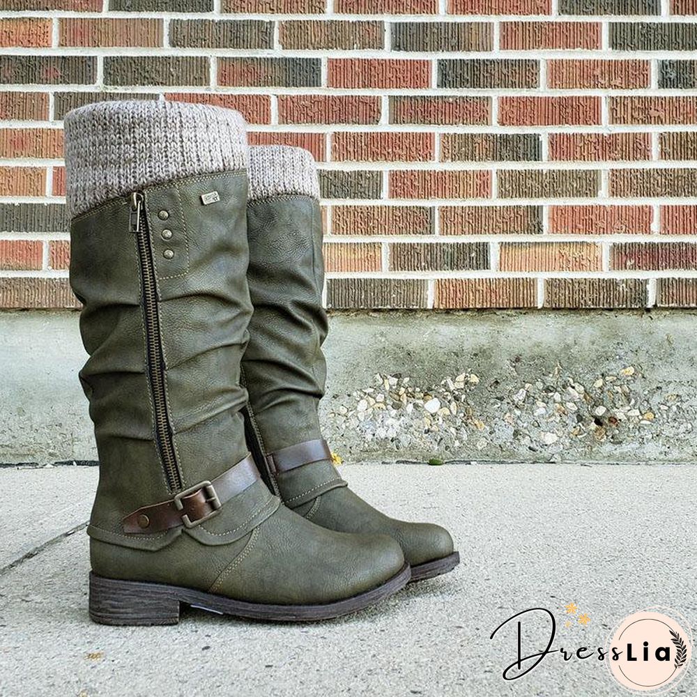 Daily Leather Low Heel Boots